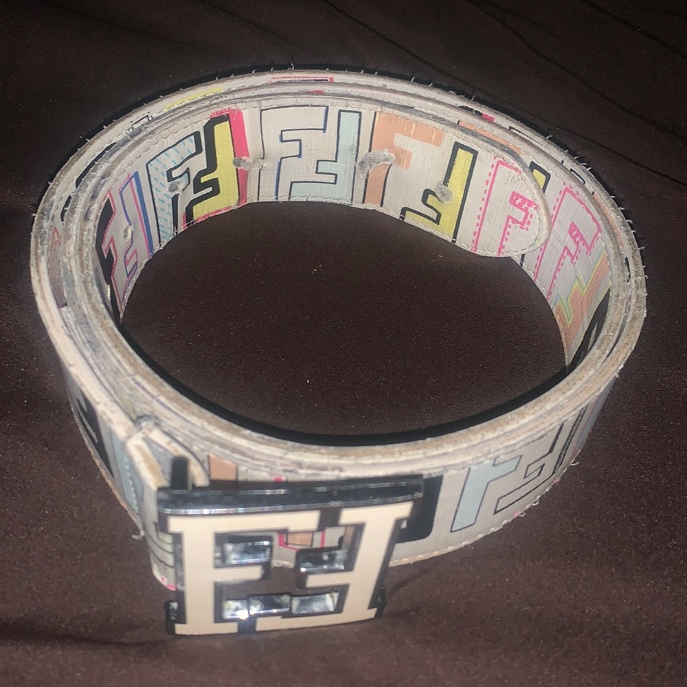 White fendi belt